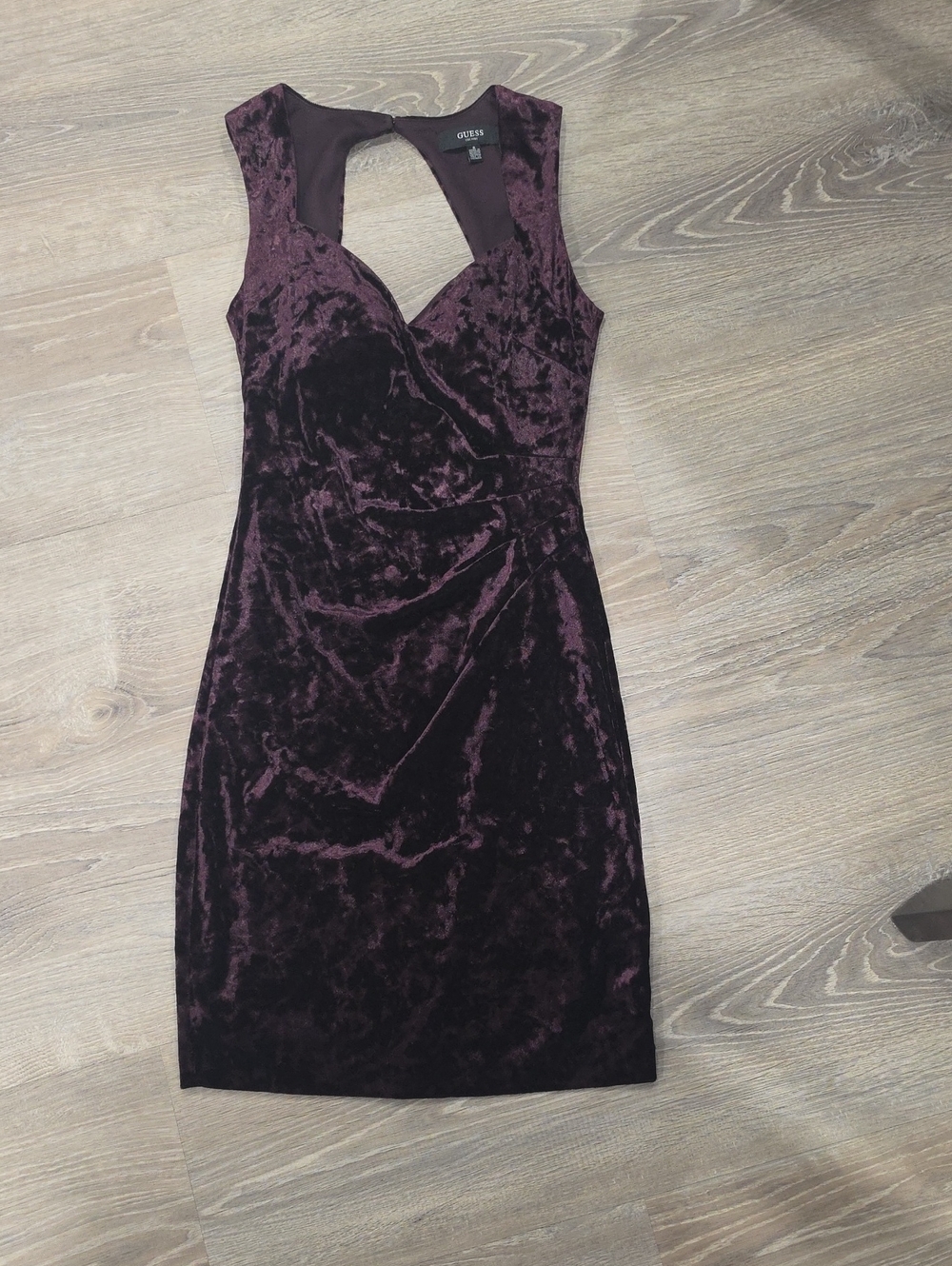 GUESS Deep Plum Velvet Midi Dress